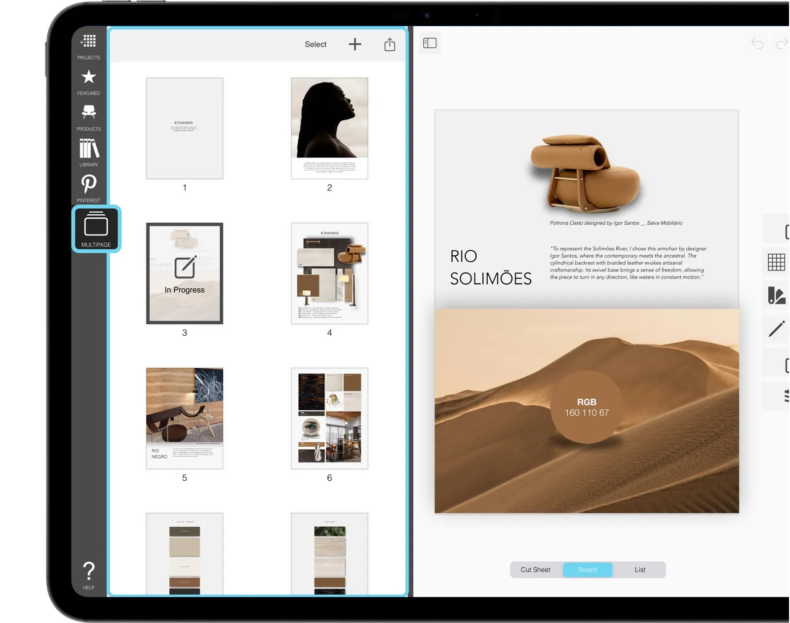 Morpholio Board: Proyecto Multipágina